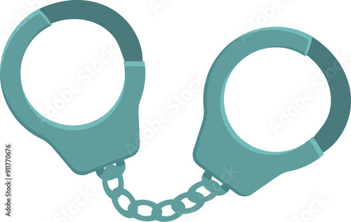 Cartoon style drawing of metal handcuffs used by police officers for arresting criminals