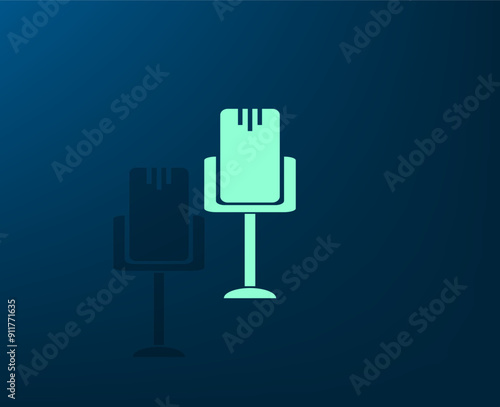Vector dark color icon with shadow on blue background