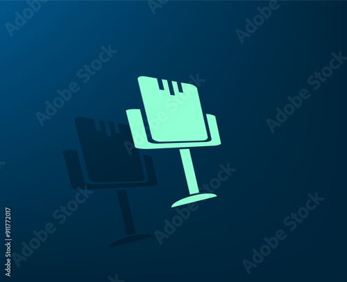 Vector dark color icon with shadow on blue background