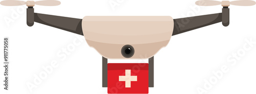Medical drone carrying first aid kit delivering emergency supplies