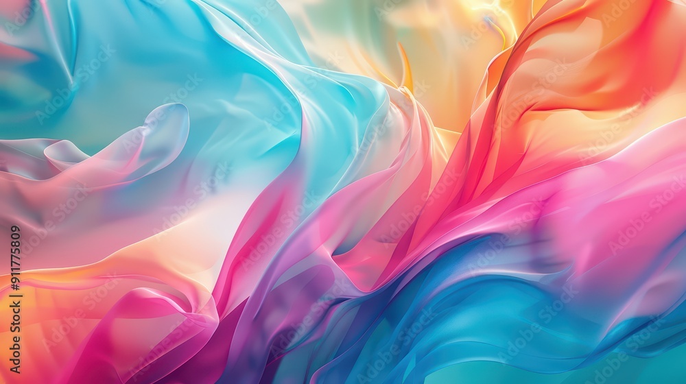 Fototapeta premium Wallpaper with flowing, abstract waves in vibrant colors