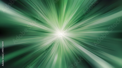 Blurred green zoom perspective background. Abstract soft explosion effect. Generative AI