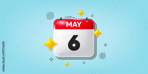 Calendar date of May 3d icon. 6th day of the month icon. Event schedule date. Meeting appointment time. 6th day of May. Calendar month date banner. Day or Monthly page. Vector