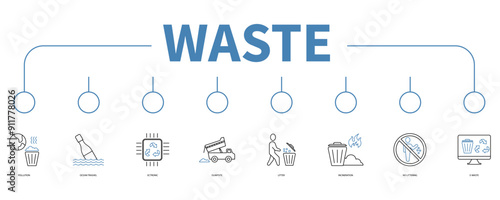 waste banner web icon vector illustration concept