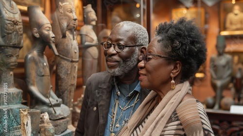 Wallpaper Mural An elderly couple explores and admires ancient artifacts at a cultural museum Torontodigital.ca