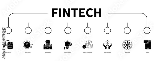 fintech banner web icon vector illustration concept
