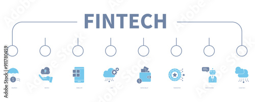 fintech banner web icon vector illustration concept