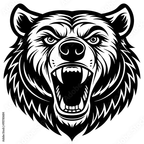 Angry Bear Sticker on White Background