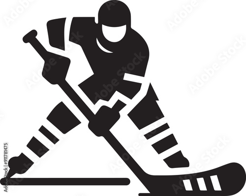 hockey player vector silhouette illustration logo
