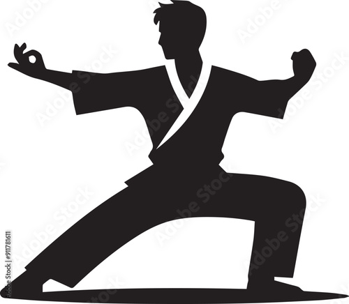 karate kungfu vector silhouette illustration