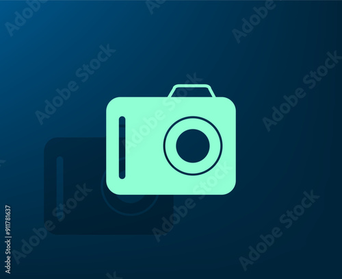 Vector dark color icon with shadow on blue background