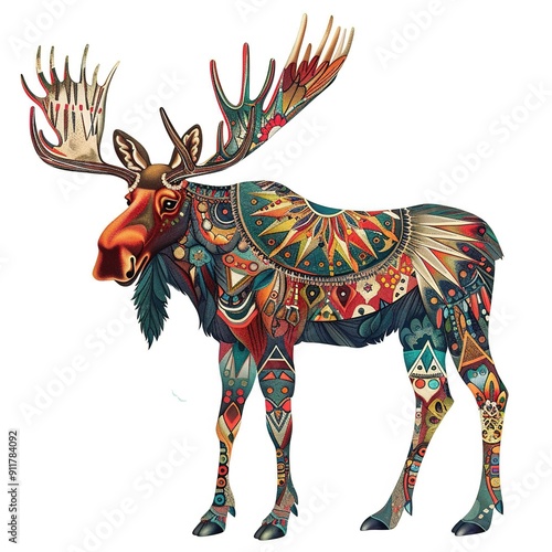 Moose Ethnic Fusion animal fashion cartoon isolated whitebackground 16:9