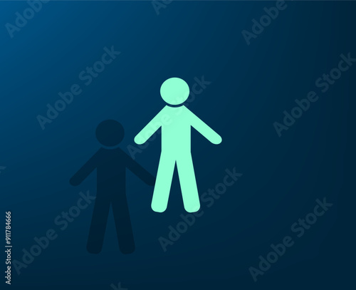 Vector dark color icon with shadow on blue background