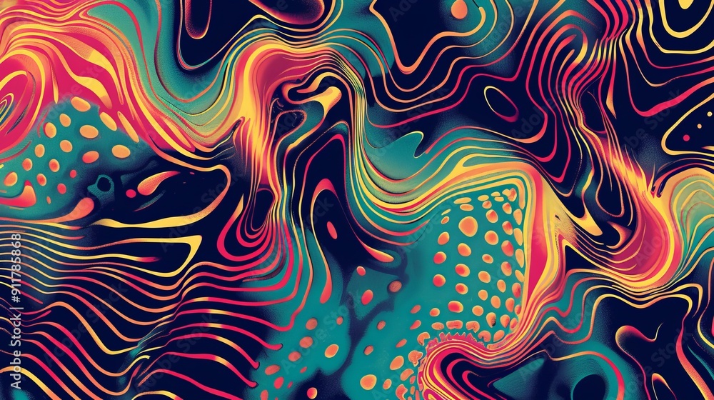 Fototapeta premium Abstract colorful psychedelic flow with vivid patterns.