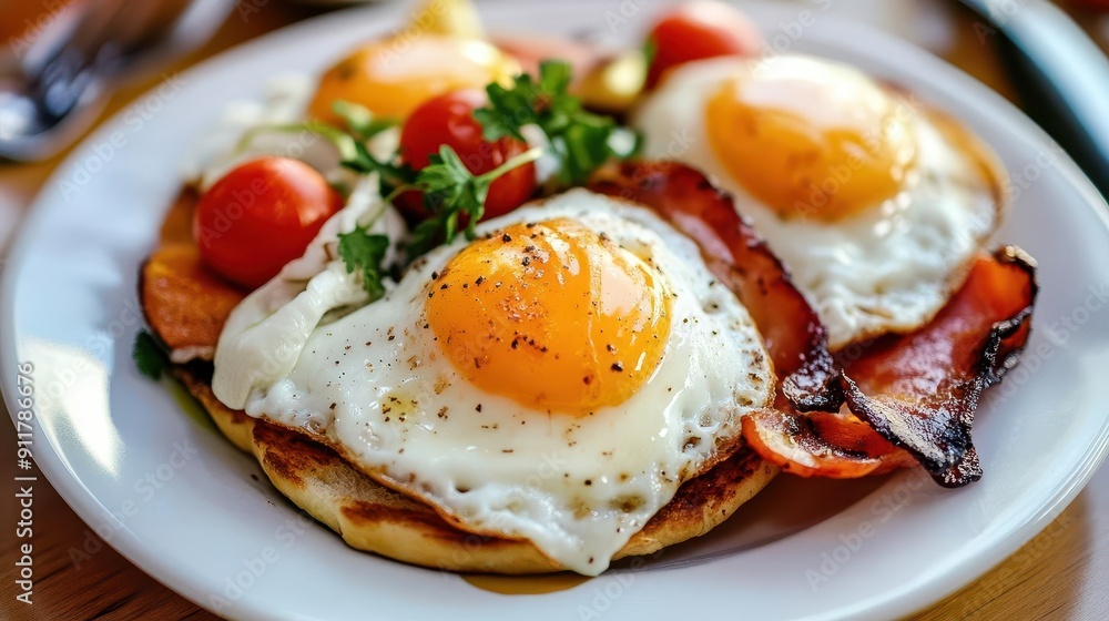 Gourmet breakfast, vibrant colors, delicious dishes, close-up, detailed Gourmet breakfast, vibrant colors, delicious dishes, close-up, detailed