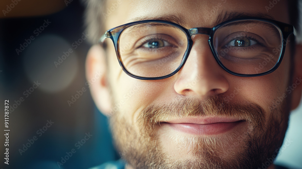 Smiling Bearded Man with Glasses in a Casual Setting. Smiling Bearded Man with Glasses in a Casual Setting.
