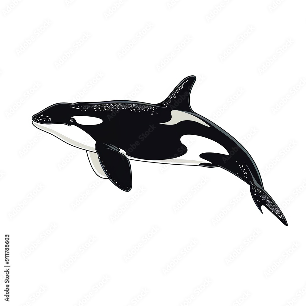 Fototapeta premium Orcas Scandinavian Minimalism animal fashion cartoon isolated whitebackground 16:9