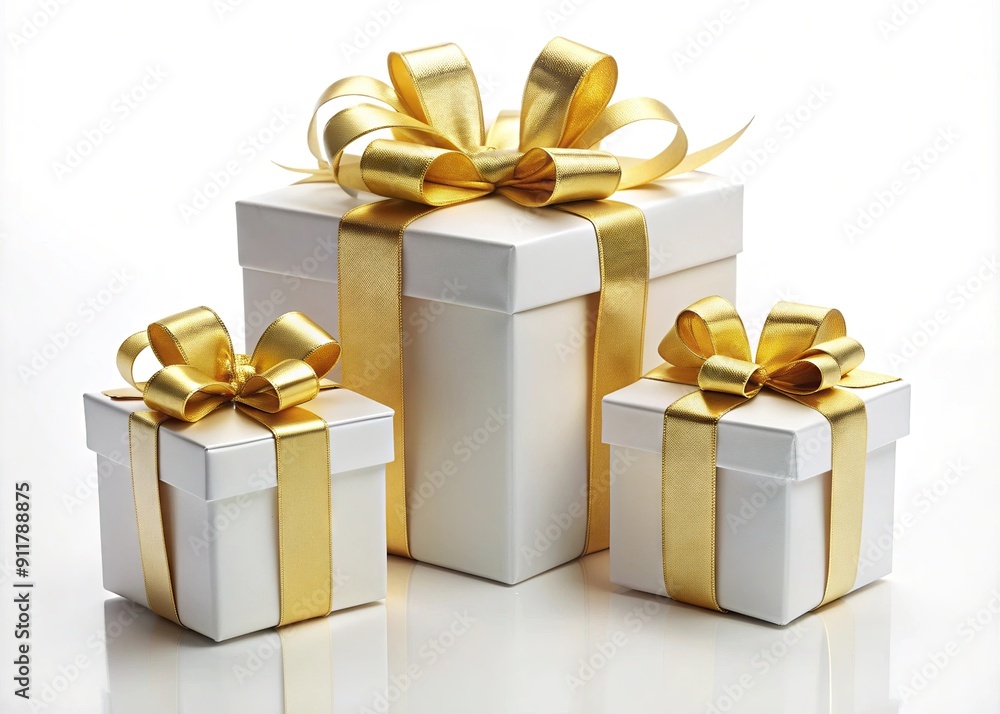 Real White and Gold Gift Set, Blank White Background Real White and Gold Gift Set, Blank White Background