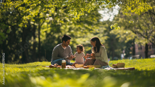 family having picnic in park