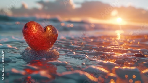 Valentine's Day Romantic Heart in the Beach photo