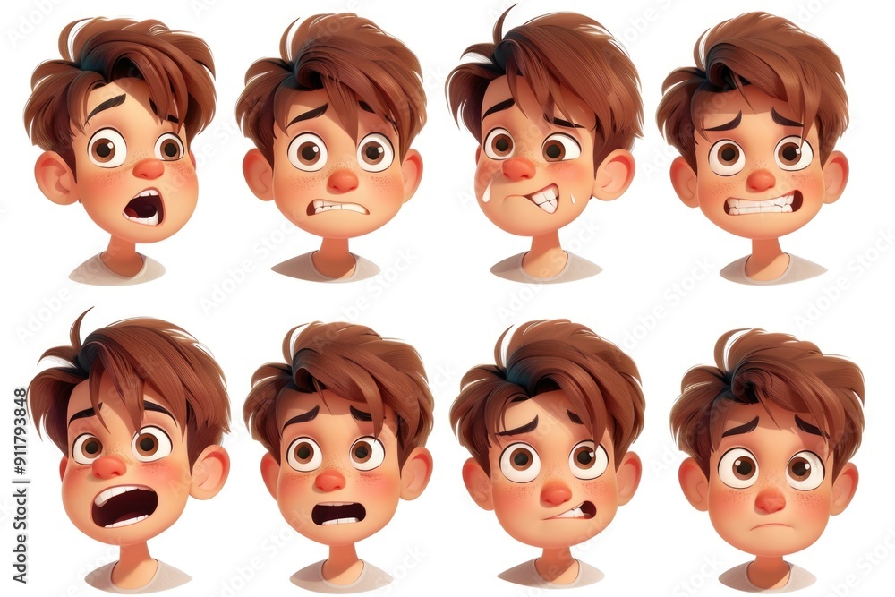 Six different facial expressions of a young boy Six different facial expressions of a young boy