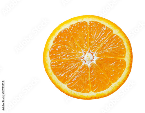 Orange cut in half on transparent background.