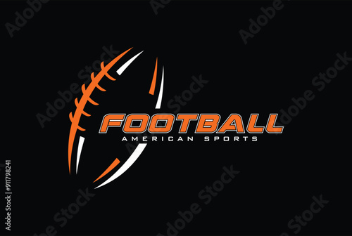 American football logo design.  Rugby sports emblem and design badge