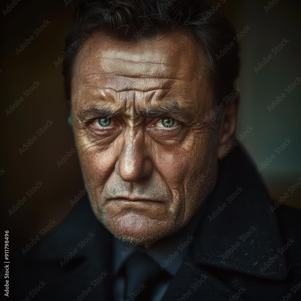 A man with a serious expression. AI. A man with a serious expression. AI.