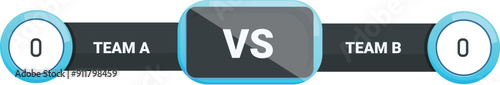 Versus screen is showing competition between team a and team b, scoreboard with starting score