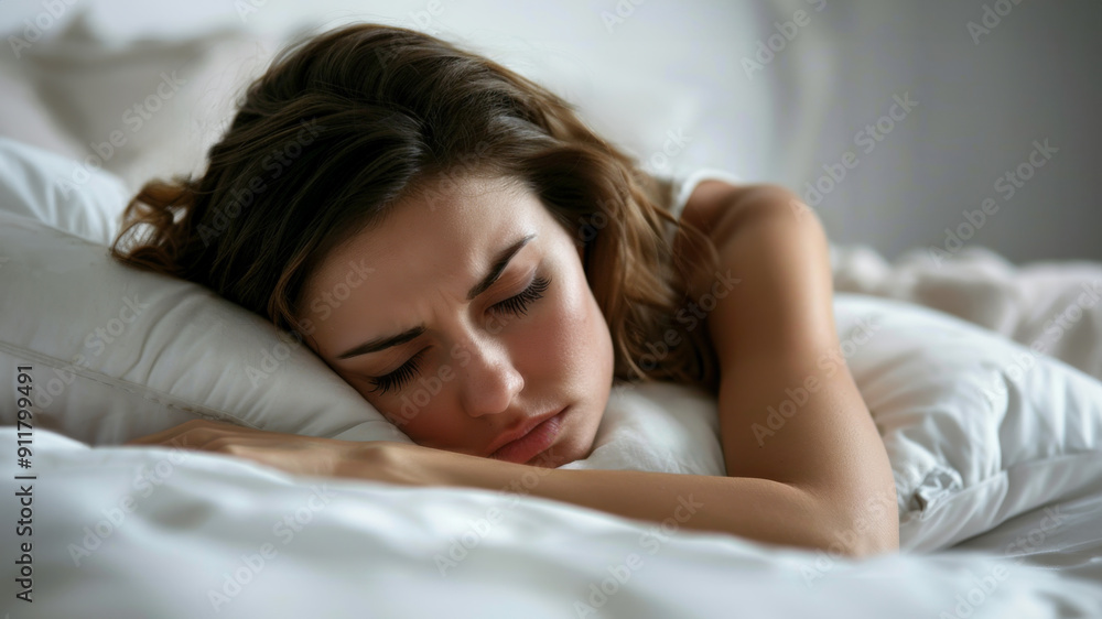 An attractive woman in bed suffering from a headache or hangover. Afternoon nap. Sleeping in. An attractive woman in bed suffering from a headache or hangover. Afternoon nap. Sleeping in.