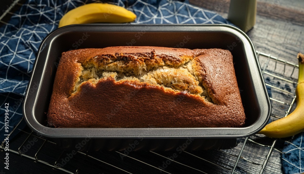 banana bread in a baking tray