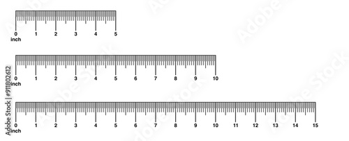 Rulers metric rulers. Measuring tool isolated. Template measuring scale inch metrics indicator from 0 to 15 inch