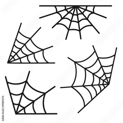 Spider web. Halloween set. Vector illustration