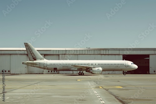 Photo of a commercial airliner, side view, aviation
