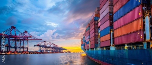 Wallpaper Mural Modern containership in the seaport. Maritime logistics. Generative ai Torontodigital.ca