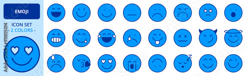 Icons in two colors about emoji