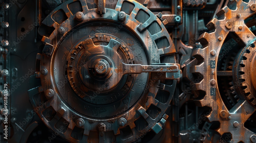 3D rendered mechanical gears and machinery parts 3D rendered mechanical gears and machinery parts