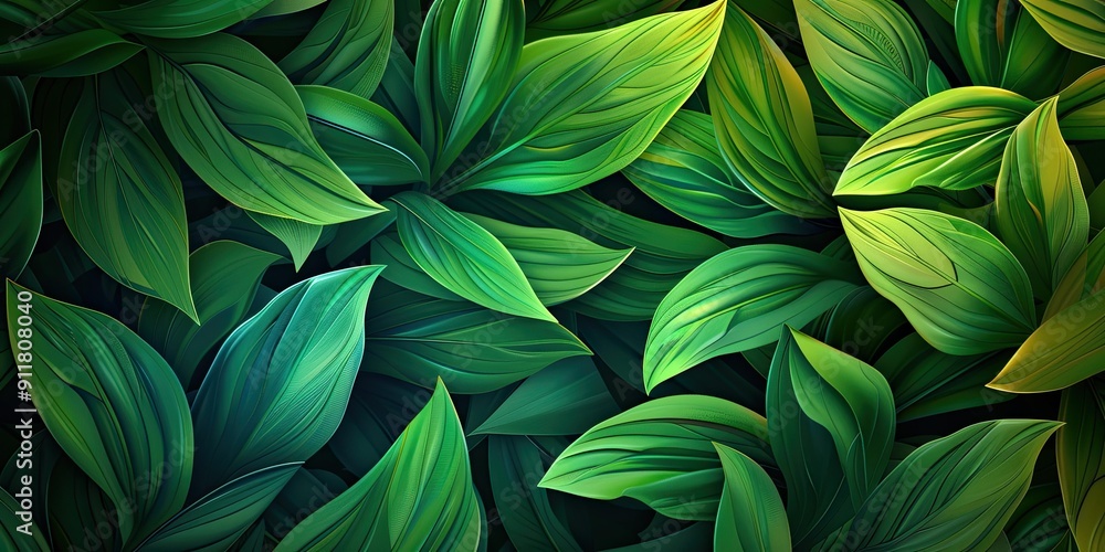 A close-up of lush green leaves. A close-up of lush green leaves.