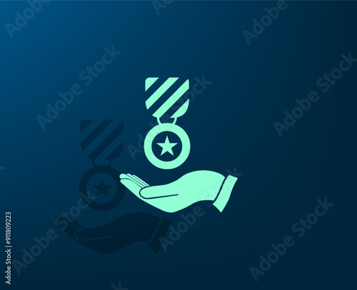 Vector dark color icon with shadow on blue background