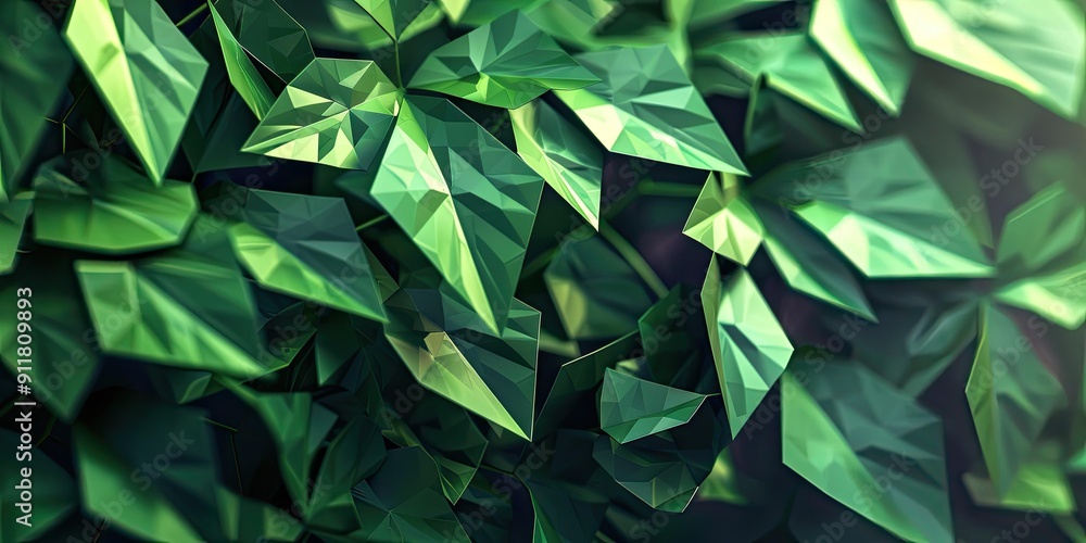 Obraz premium Geometric green leaves abstract background.