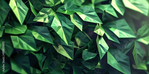 Wallpaper Mural Geometric green leaves abstract background. Torontodigital.ca