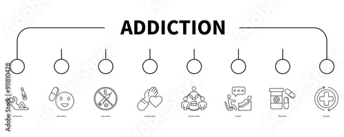 addiction banner web icon vector illustration concept