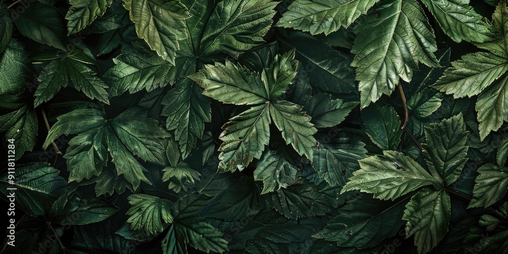 Dark green leaves form a dense pattern. Dark green leaves form a dense pattern.