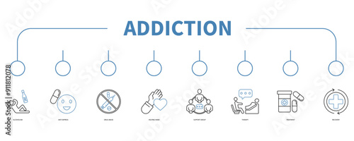 addiction banner web icon vector illustration concept