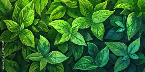 Close-up of lush green leaves.