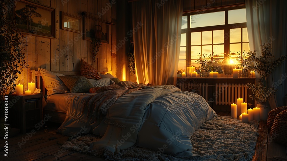 Cozy Bedroom with Sunset View Cozy Bedroom with Sunset View