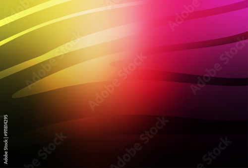 Dark Pink, Yellow vector texture with curved lines.