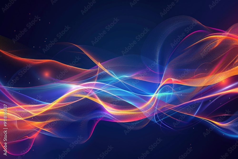 A vibrant, swirling design featuring waves and lights on a colorful background, ideal for use in infographics, presentations, or as a visual element A vibrant, swirling design featuring waves and lights on a colorful background, ideal for use in infographics, presentations, or as a visual element