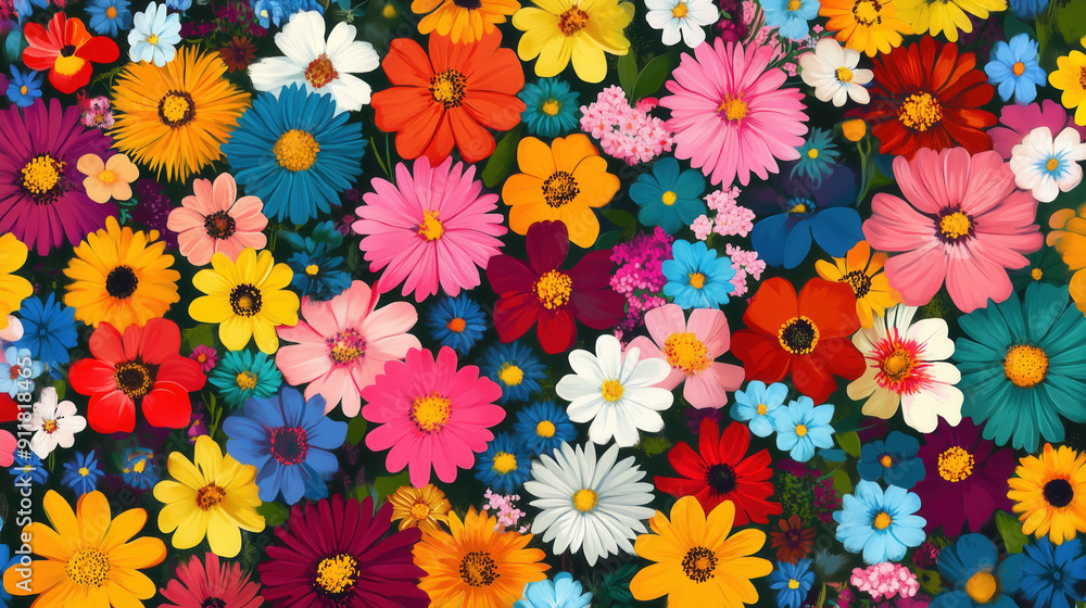 Very colorful rug made by flowers Very colorful rug made by flowers