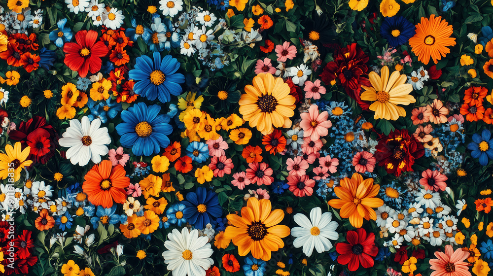 Very colorful rug made by flowers Very colorful rug made by flowers